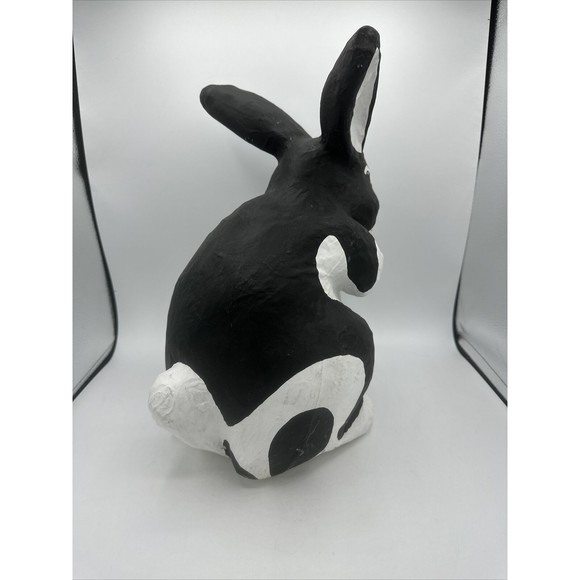 Dept 56 Bunny Rabbit Papier Paper Mache Large Black White Easter RARE - Picture 6 of 16